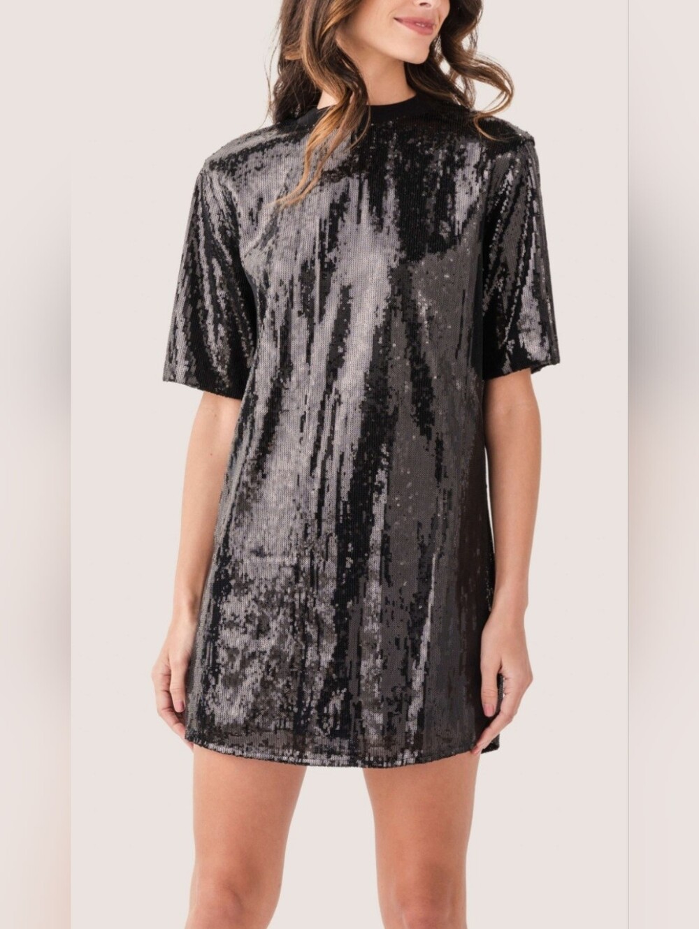 Elan Black Sequin Mini Dress – Size Small